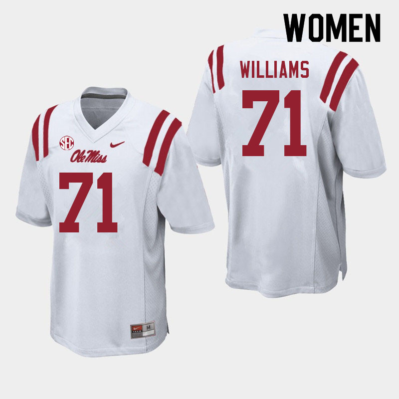 Jayden Williams Ole Miss Rebels NCAA Women's White #71 Stitched Limited College Football Jersey JWT8358XK